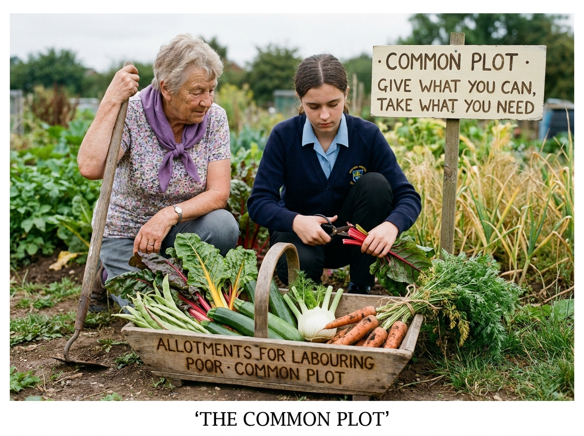 Volunteers harvesting late summer produce on the Common Plot at Carr Bank.