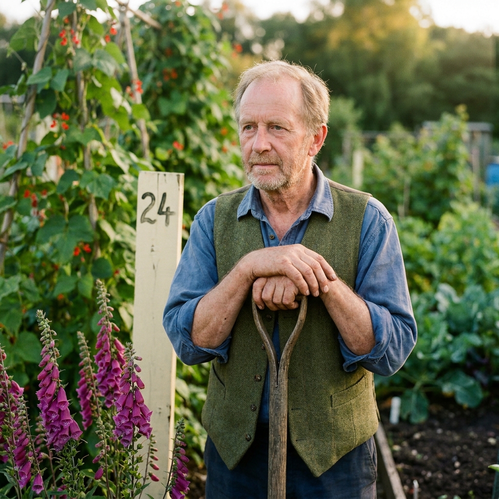 Timothy Whitworth, trustee since 2012, photographed by a vegetable bed at Carr Bank.